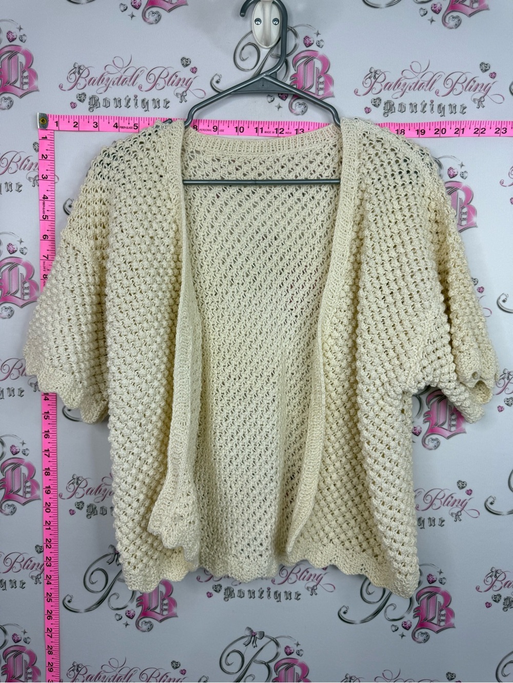 Cardigan knit crochet Women’s Open-Front Crochet Cardigan Sweater - Cream